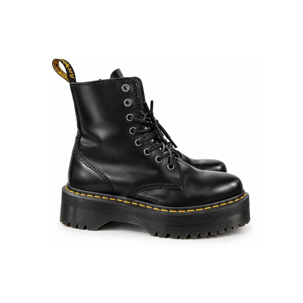 Dr. Martens Jadon Black Leather Platform Combat Boots Women 7 Men 6 Side Zip
